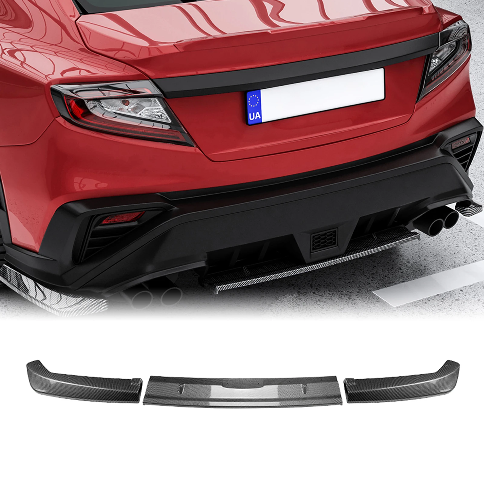 

Rear Bumper Diffuser Lip For Subaru WRX STi VB 2022-2024 Carbon Fiber Look/Gloss Black Lower Spoiler Splitter Protector Cover