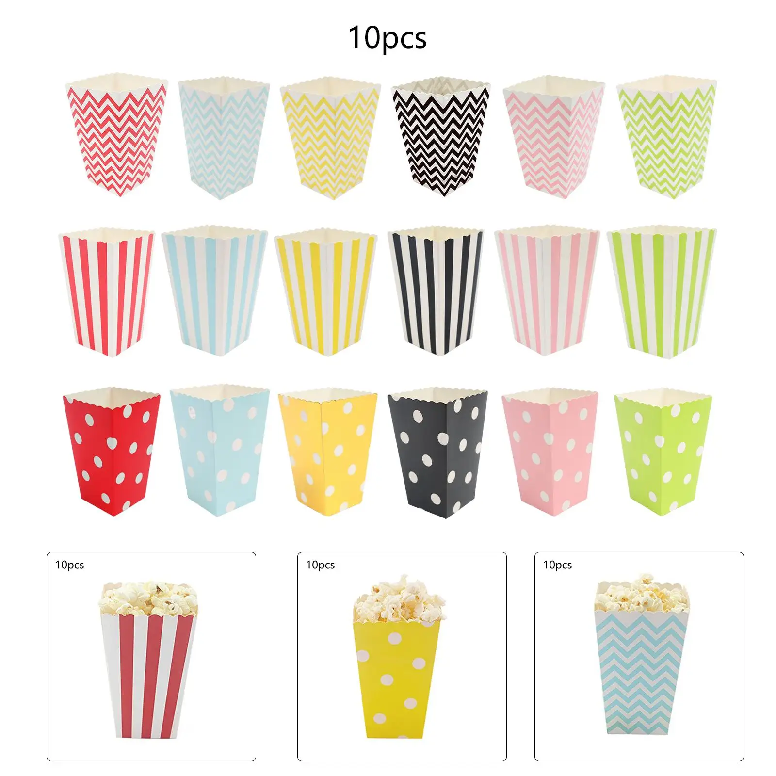 10x Small Popcorn Boxes Holder Candy Cardboard Container Disposable Tableware Sanck Containers for Carnival Theater Supplies