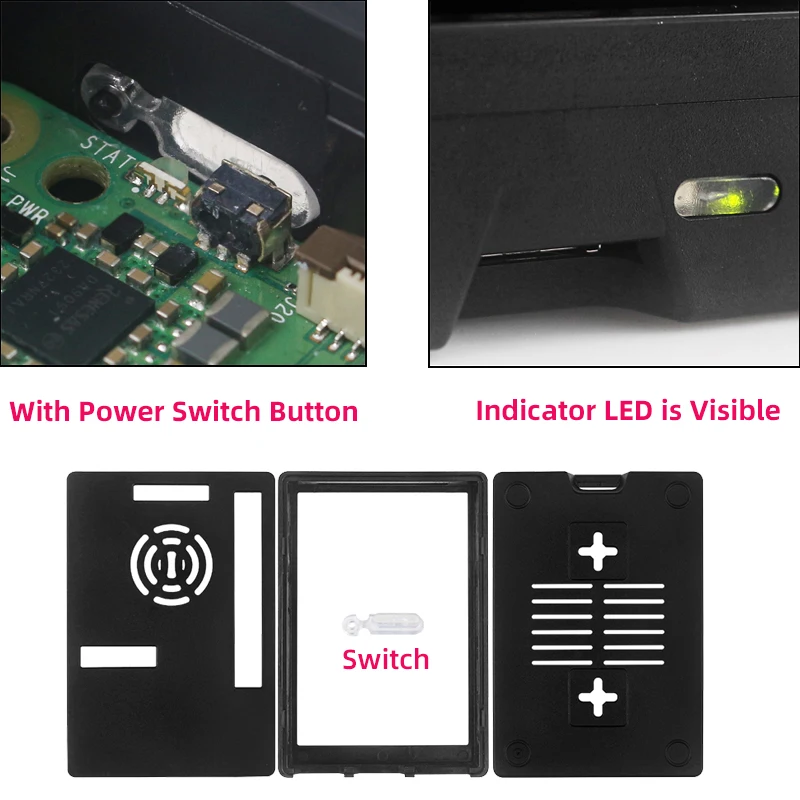 Carcasa de plástico para Raspberry Pi 5, Carcasa de ABS negra y plateada, ventilador de refrigeración PWM opcional, enfriador activo, compatible con pantalla de 3,5 pulgadas para RPi 5 Pi5