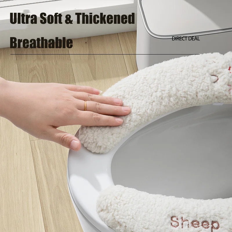 2Pairs Cute Toilet Seat Covers Thickened Winter Warm Universal Seat Cushion With Handle Reusable Kids Toilet Training Seat Mat
