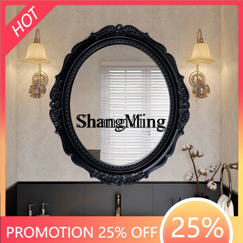 

CL oval engraved bathroom mirror wall-mounted toilet smart makeup mirror