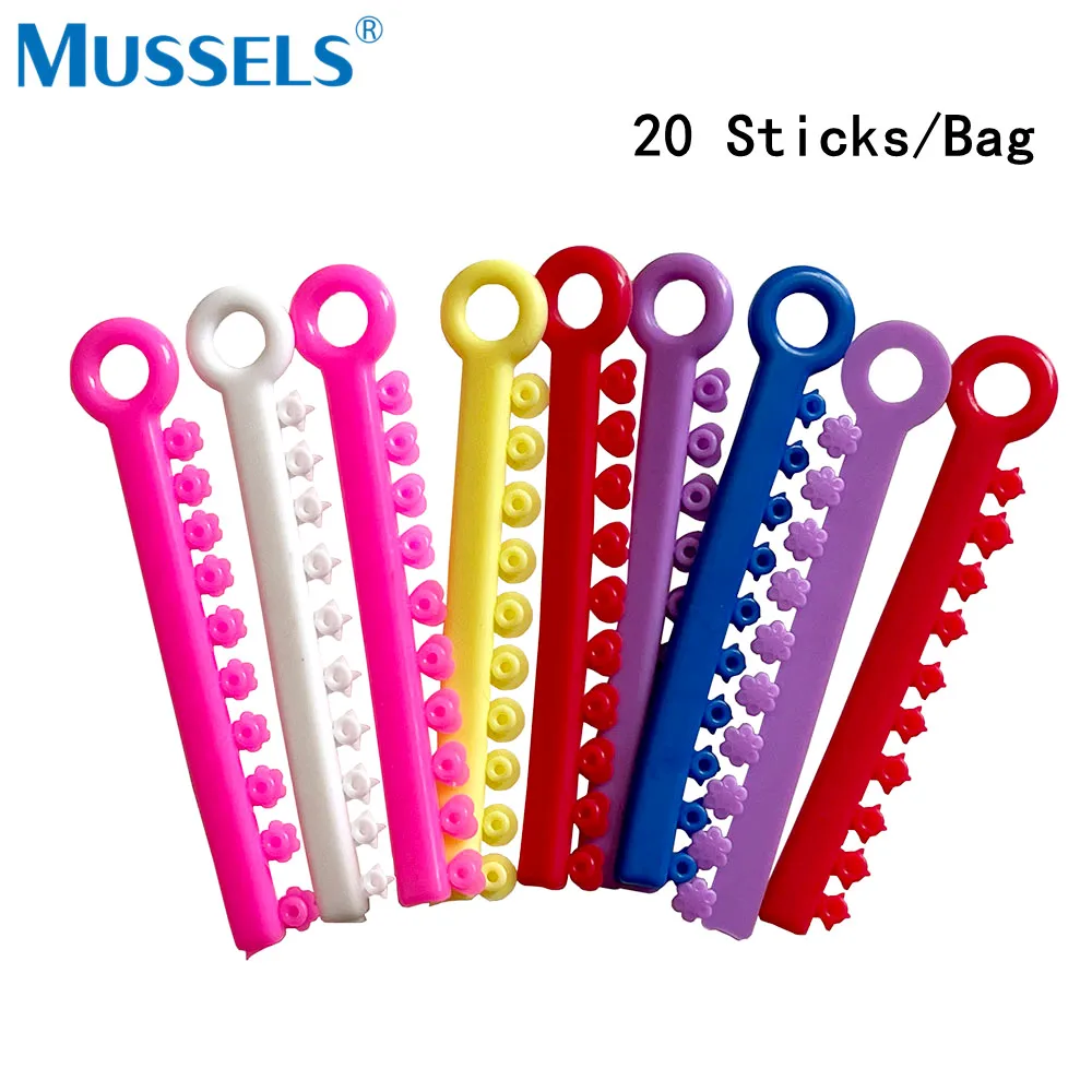 20 Sticks Dental Ligature Ties Orthodontic Elastic Bands Ring Cartoon Star Heart Flower Smiley for Dentistry Archwires Tool