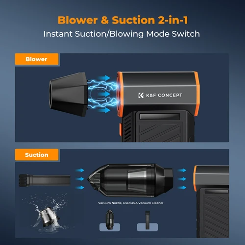 Imagen 2 del producto Plumero de aire eléctrico magnético LED al vacío de 300000RPM, soplador de aire comprimido 2 en 1 y succión para ordenador, teclado portátil, limpieza de cámara