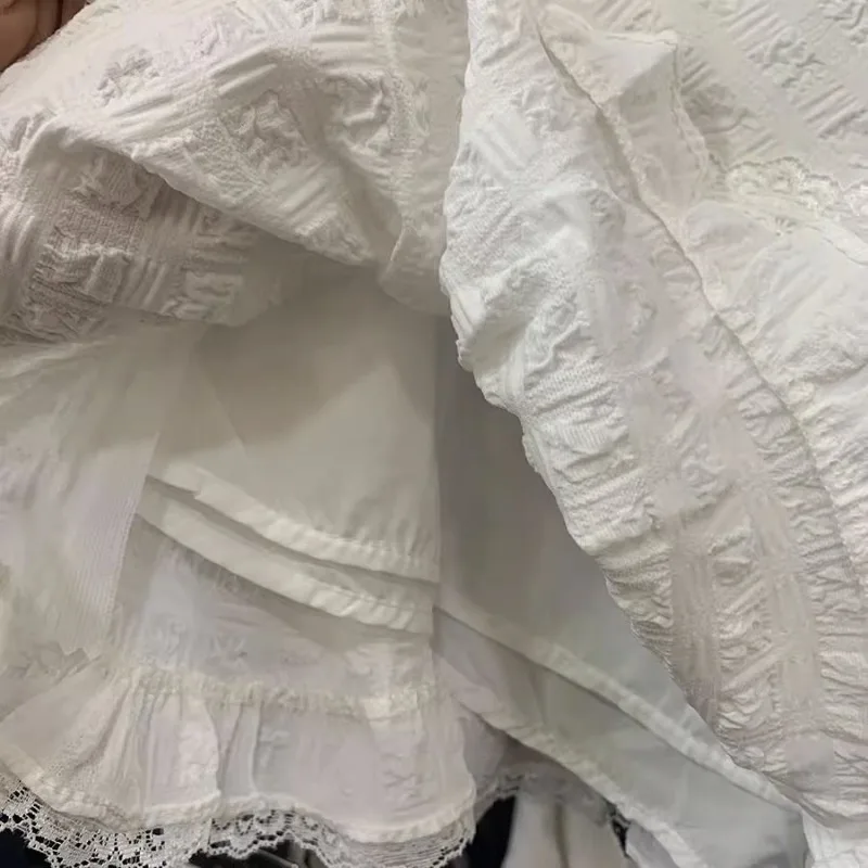 Mini Gonne Donna Pieghettato Patchwork di pizzo Estate Moda coreana Vita alta All-match A-line Solid Fairy Semplice Faldas Y2k Chic