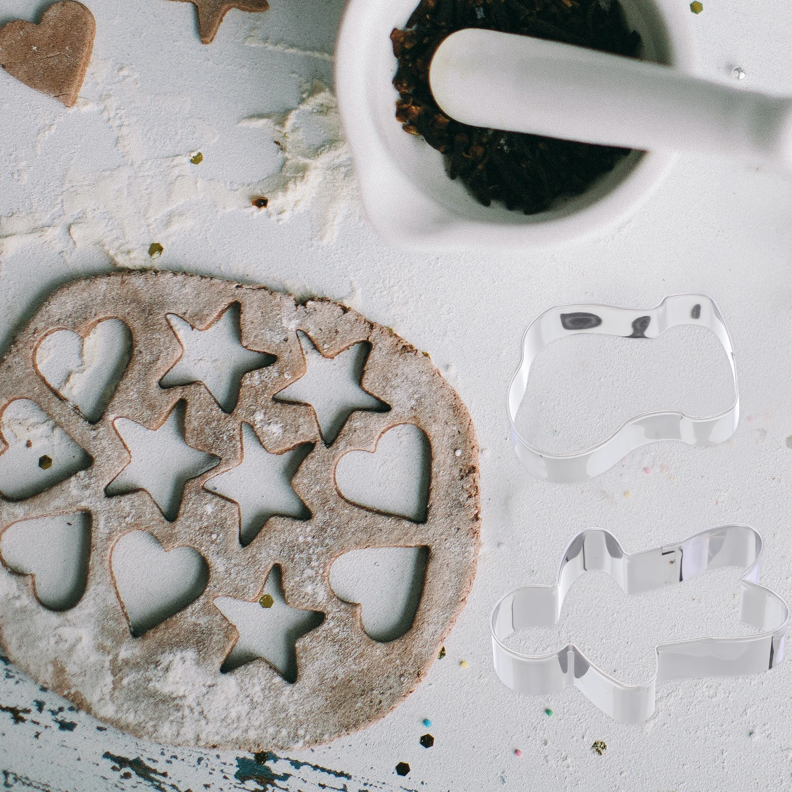 5-teilige Keksform für Weihnachtsplätzchen, Keksform, silberfarben, Edelstahl, Backen