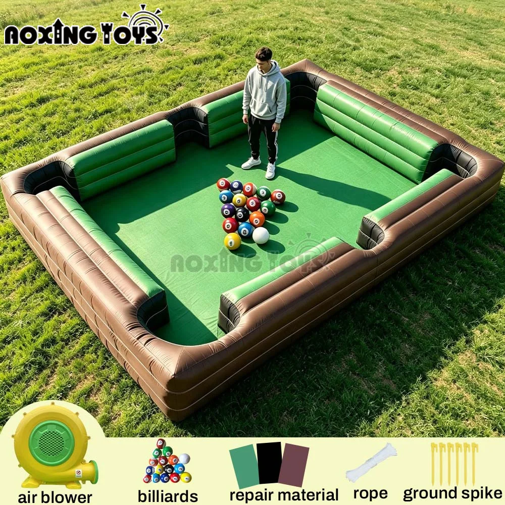 Interactive Inflatable Snooker Pool Football Table, Giant Oxford Soccer Game Set with Blower & Balls, Outdoor Sports Equipment