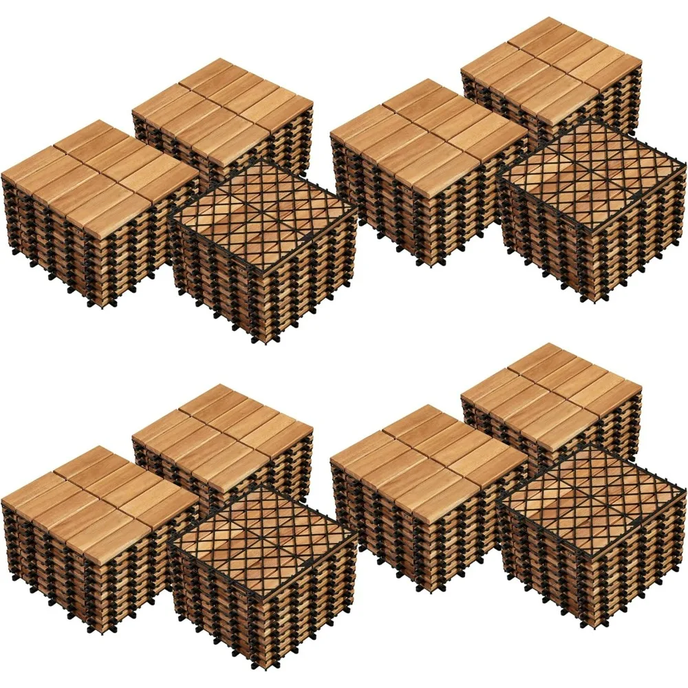 

108pcs Acacia Wood,Interlocking Deck Tiles with Non-Slip Surface,Easy Snap Waterproof Flooring Tiles for All Weather Use,Wood