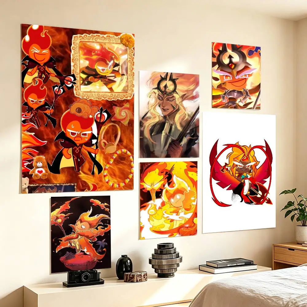 Cookie Run F-Fire Spirit Cookie  Poster HD Self Adhesive Waterproof Wall Art Ideal for Home Office Dorm Gift