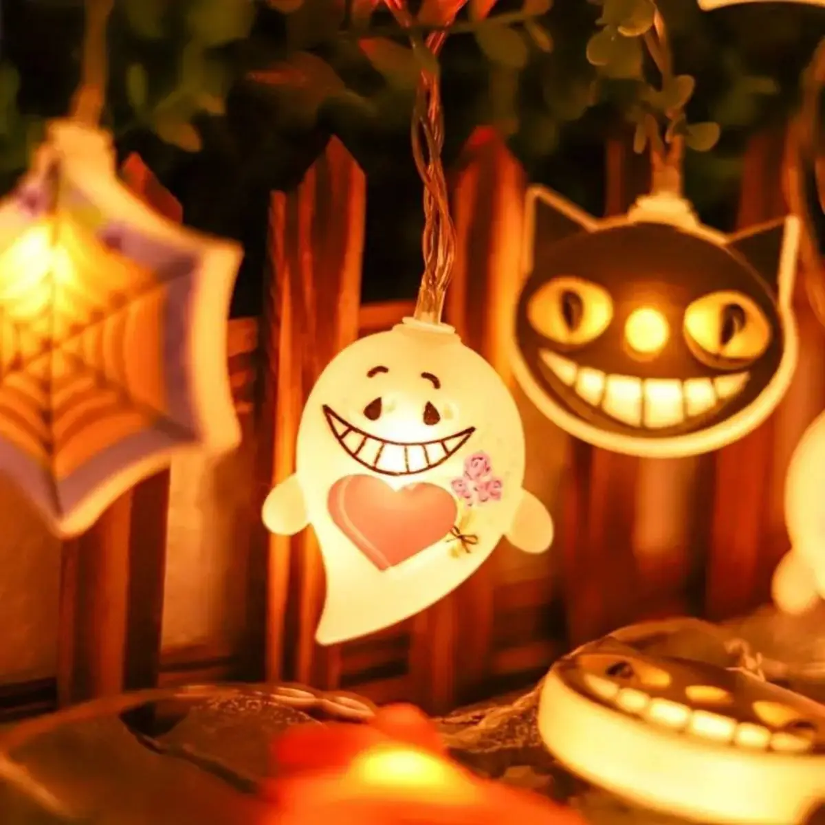 Halloween Horror LED Lights Pumpkin Ghost Witch Spider Mummy Lamp Waterproof Indoor Window Party Atmosphere Decor