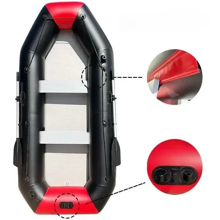 Set 0.7mm Thickness Fish Wear-resistant Boat Kayak Raft  Accessory Red PVC Fishing Boat with Air Deck Bottoms