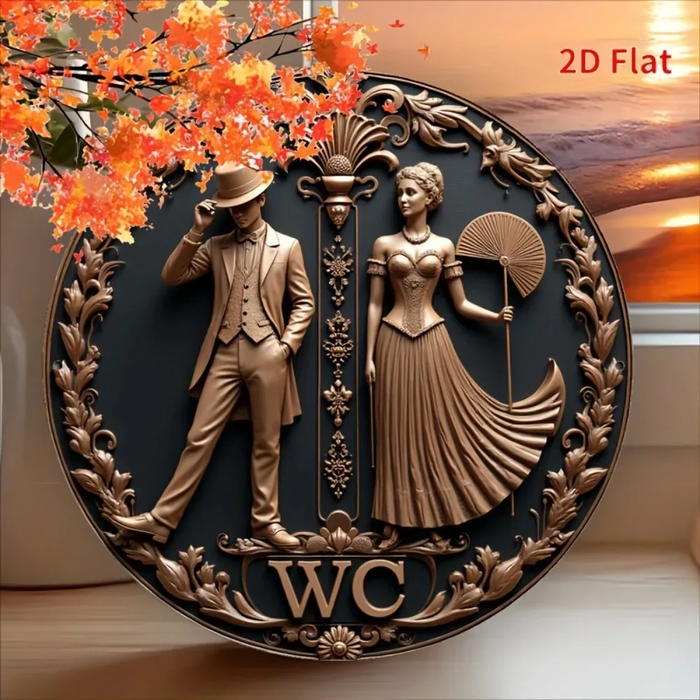 Retro Metal Wall Art 2D Flat Aluminum Sign Vintage Gender Symbol for Indoor Outdoor Home Decor