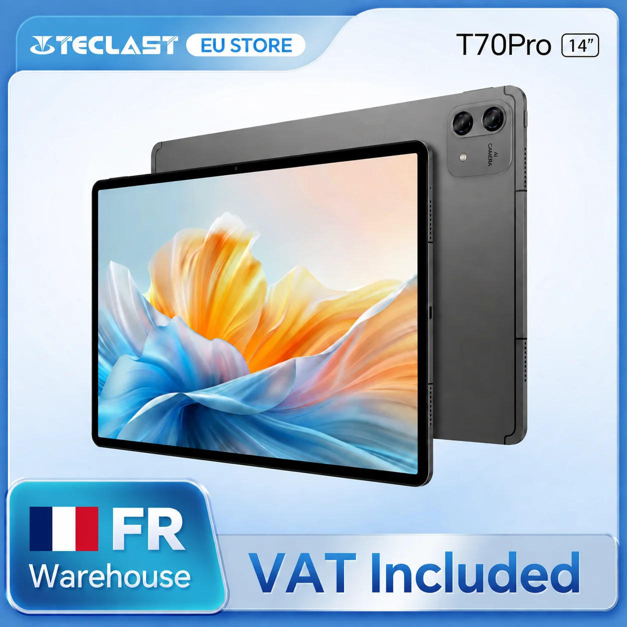 Teclast T70Pro Android 16 Tablet mit Gemini AI, 14 Zoll IPS 2240x1400 Display, G100 Octa-Core, 8GB RAM+40GB erweiterter RAM, 128GB UFS-Speicher, 1TB Micro-SD-Erweiterung, Dual-SIM 4G LTE, 10000mAh