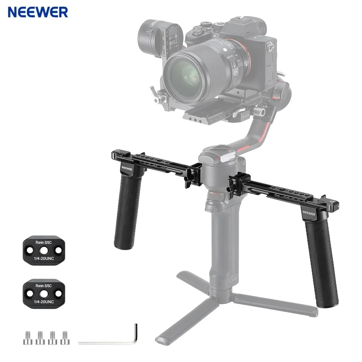 NEEWER Dual Handgrip For DJI RS3 Pro RS4 RS4 Pro RS3 RS2 RSC2 Ronin S SC Gimbal Dual Handle Kit with 2 Mini NATO Rails