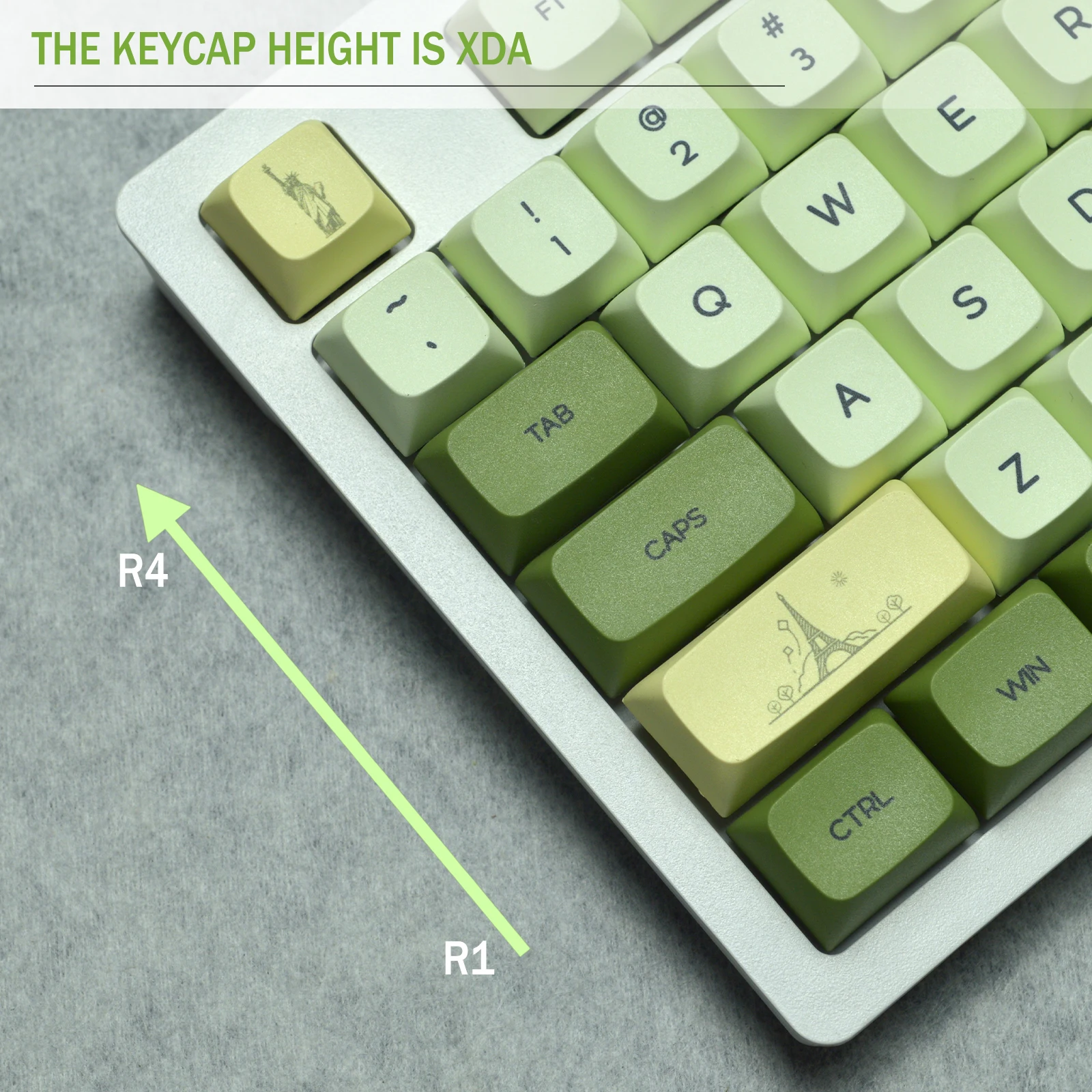 Imagem -04 - Matcha 124 Tampões Chave Pbt Xda Perfil para Teclado Mecânico de Cereja mx Double-shot Bonito Anime Verde Backlit Dye-sub Keycaps Conjunto