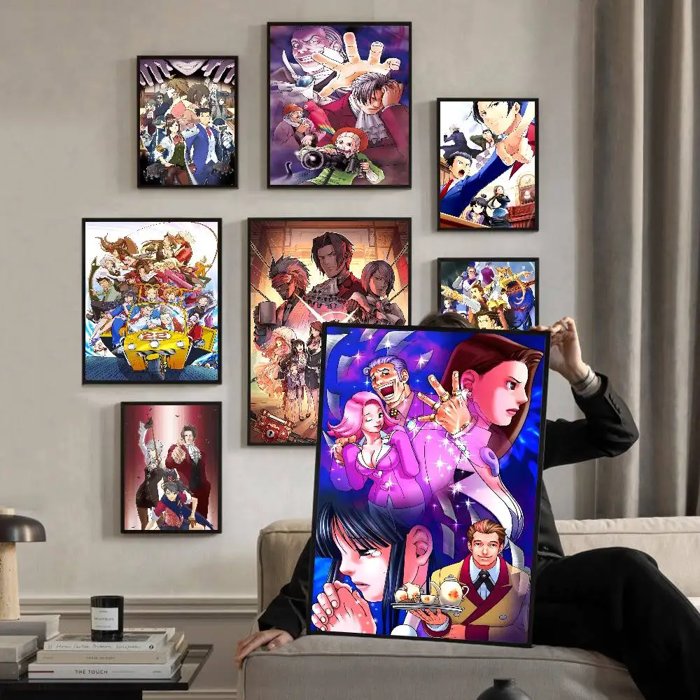 Affiches autocollantes du film d'animation Ace Attorney, autocollants rétro en papier Kraft, peinture murale artistique esthétique pour chambre, bar, café, DIY