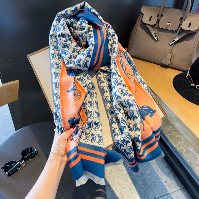 

Autumn and winter scarf 70cm*190cm new imitation cashmere jacquard scarf fashion senior sense all shawl Korean version thick