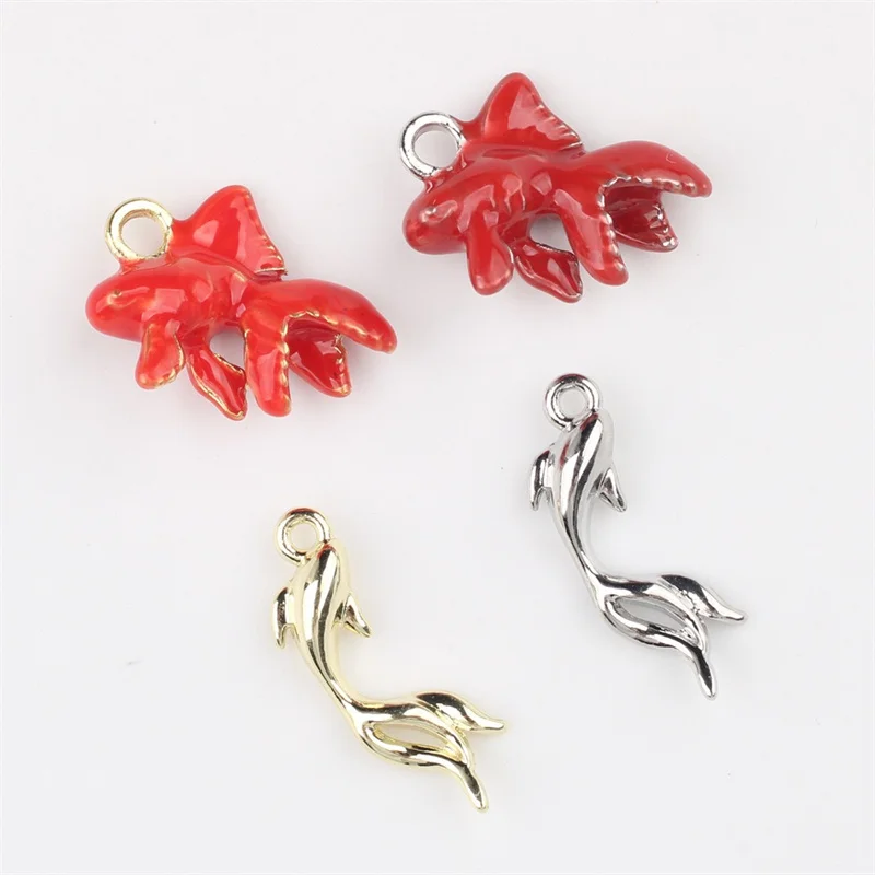 

Free shipping 50pcs/lot drop oil animals cartoon fish shape Goldfish alloy floating locket charms diy jewelry garment accessory