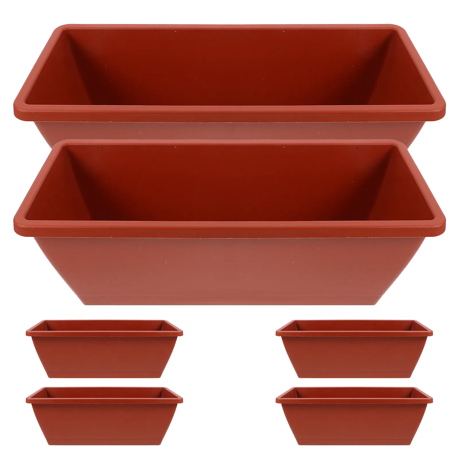 6 Sets Thickened Flower Pots With Trays, Extra Large Rectangular Plastic Flower Pots For Growing Vegetables Flowers On Balconies