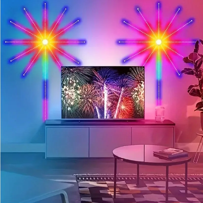 RGBIC LED Firework Lights String Bluetooth APP Control Sync Music USB 5V Dream Color Light Garland Wedding Party Christmas Decor