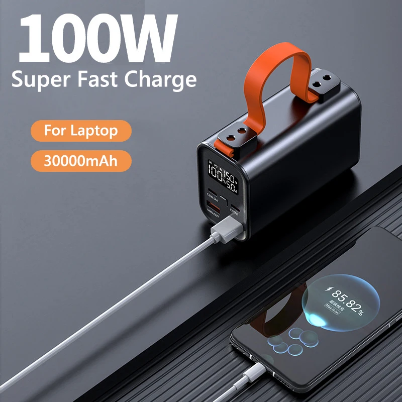 100W Powerbank 30000mAh Dual USB typu C PD szybkie ładowanie dużej pojemności zewnętrznej baterii do laptopa iPhone Xiaomi iPad