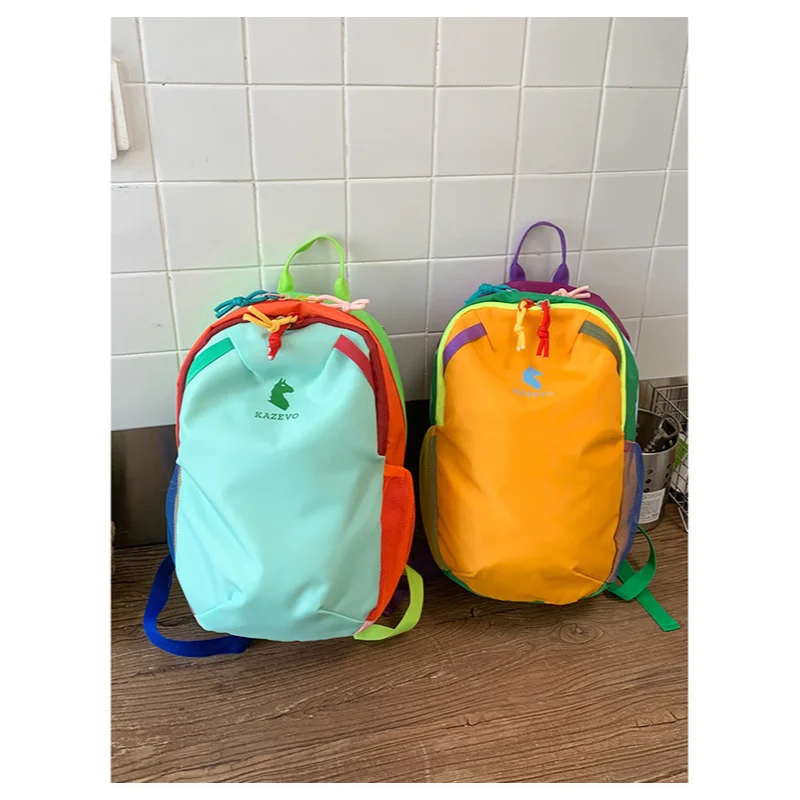 Durable Double Shoulder Backpack Vibrant Dopamine Camel Color Design Unisex Student School Bag Versatile Daily Commute Trave