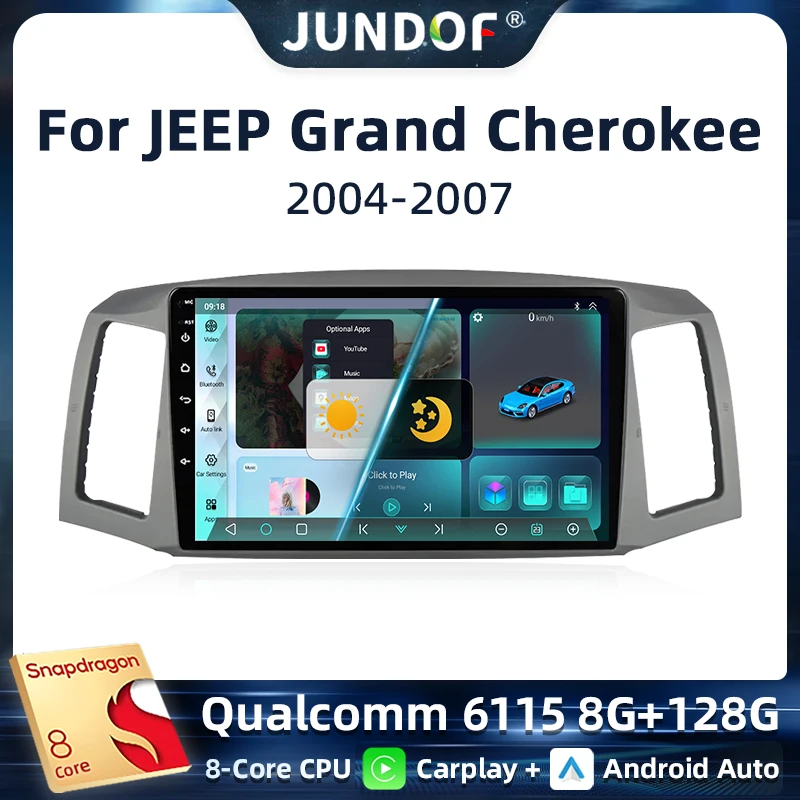 

Android 13 Carplay Auto For JEEP Grand Cherokee WK 2004 2005 2006 2007 Multimedia Car Radio Navigation Player Video WIFI+4G DSP