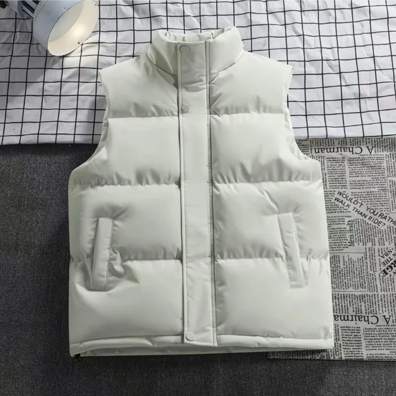 

Men's Winter Thickened Cotton Vest Loose Sleeveless Standing Collar Waistcoat Warm Lightweight Outdoor Jacket for Layering​