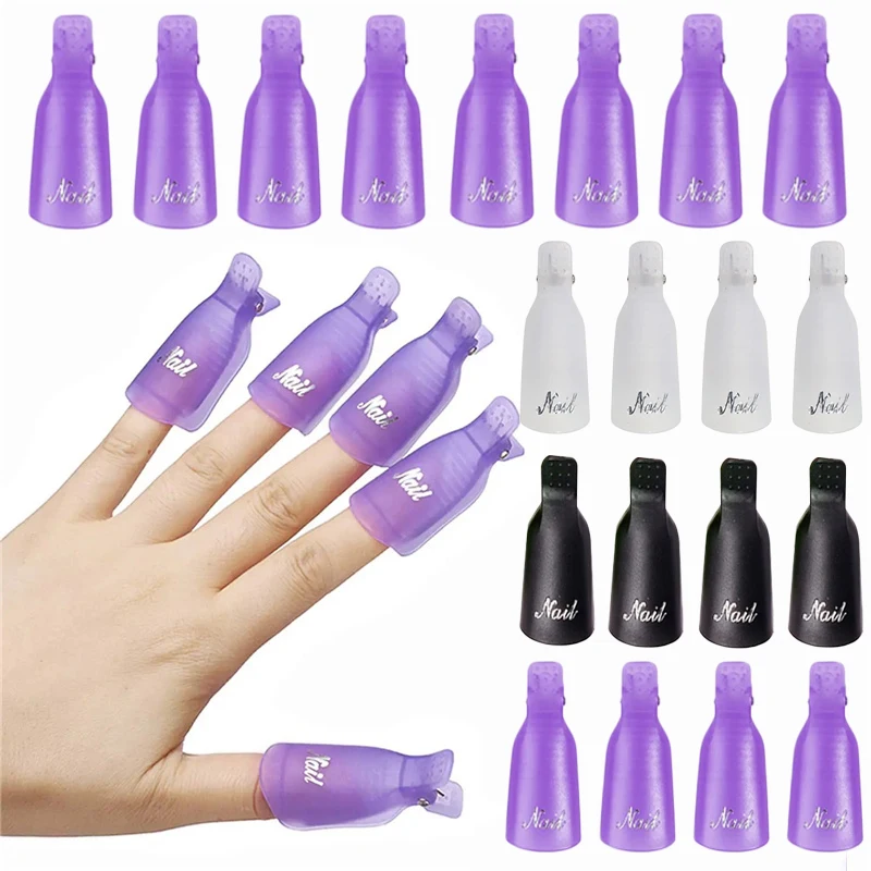 10Pcs Plastic Acrylic Nail Art Soak Off Cap Clip UV Gel Polish Remover Wrap Tool Gel Nail Polish Remover Clips DIY Nails Clean