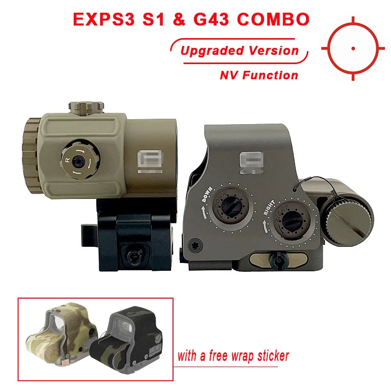 

HOLY WARRIOR EXPS3 S1 Holograhic Red Dot Sight and G43 3x Magnifier Hybrid Sight Combo Upgraded EXPS3 Scope Weaver Rail