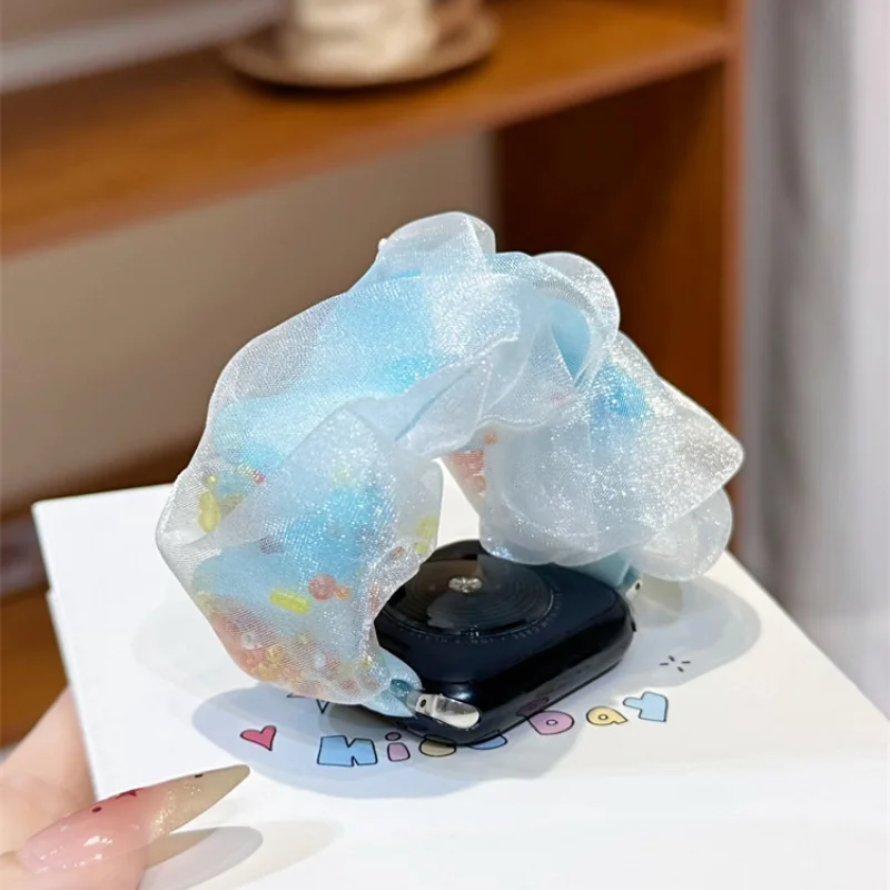 

Versatile blue mesh large intestine headband compatible with iWatch strap 38mm 40mm 41mm 42mm 44mm 45mm 49mm fashionable strap