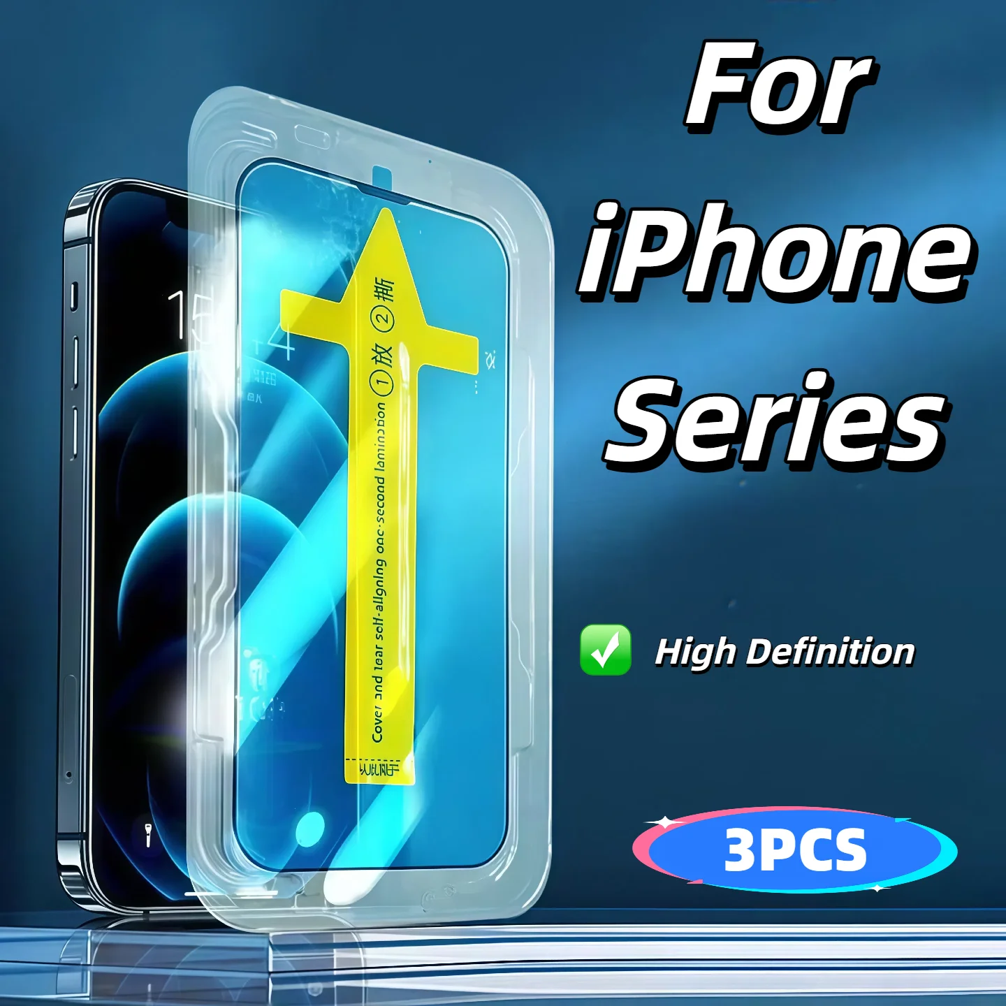 3 قطعة واقي شاشة من الزجاج المقسى عالي الجودة لهاتف أبل آيفون 16 برو ماكس 15 14 13 12 11 XS XR Plus 5G