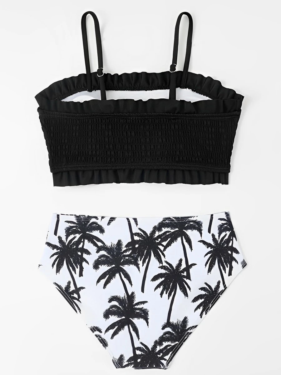 2026 Print Strappy High Waist Bikini Girls Swimsuit Kids Swimwear Female Children\'s Bathers Bathing Swimming Swim Suit Beachwear