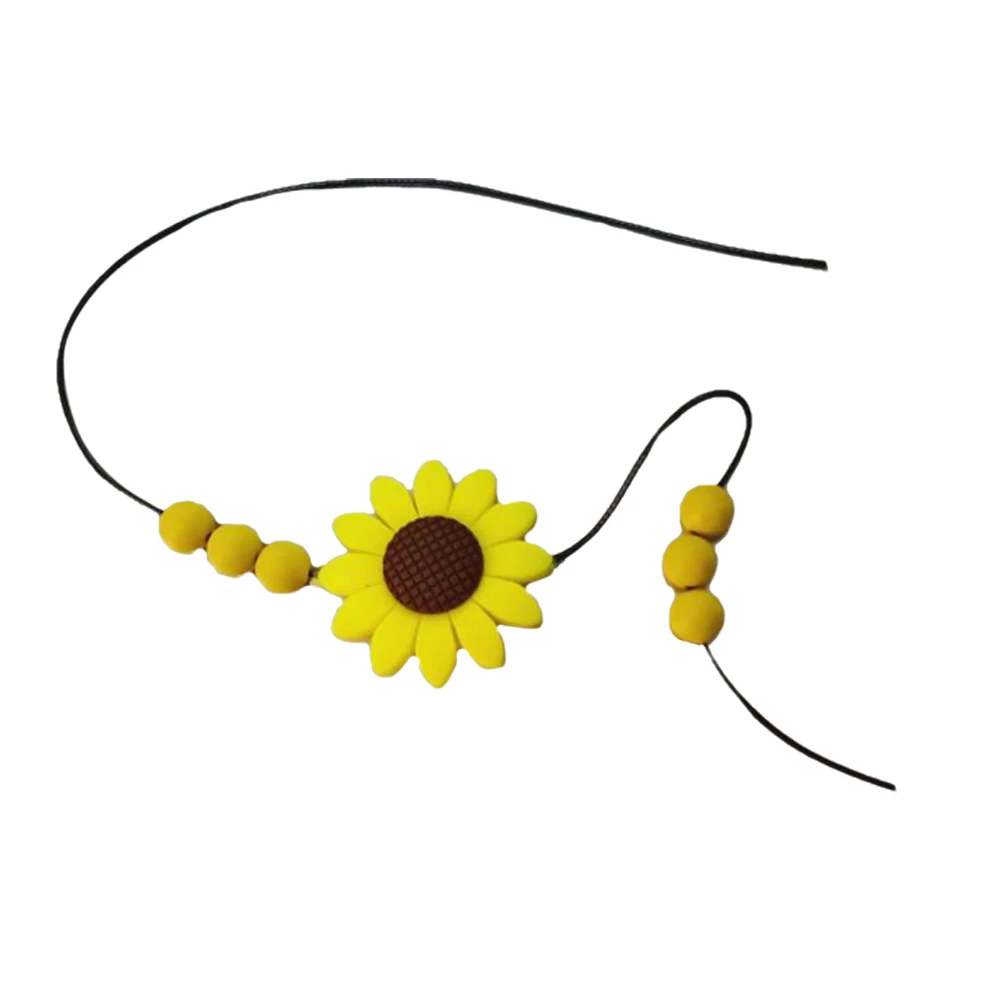 

Premium Silicone Teether Baby Teething Necklace Safety Food Grade Beads Gum Relief Gift For Infant Yellow Size M