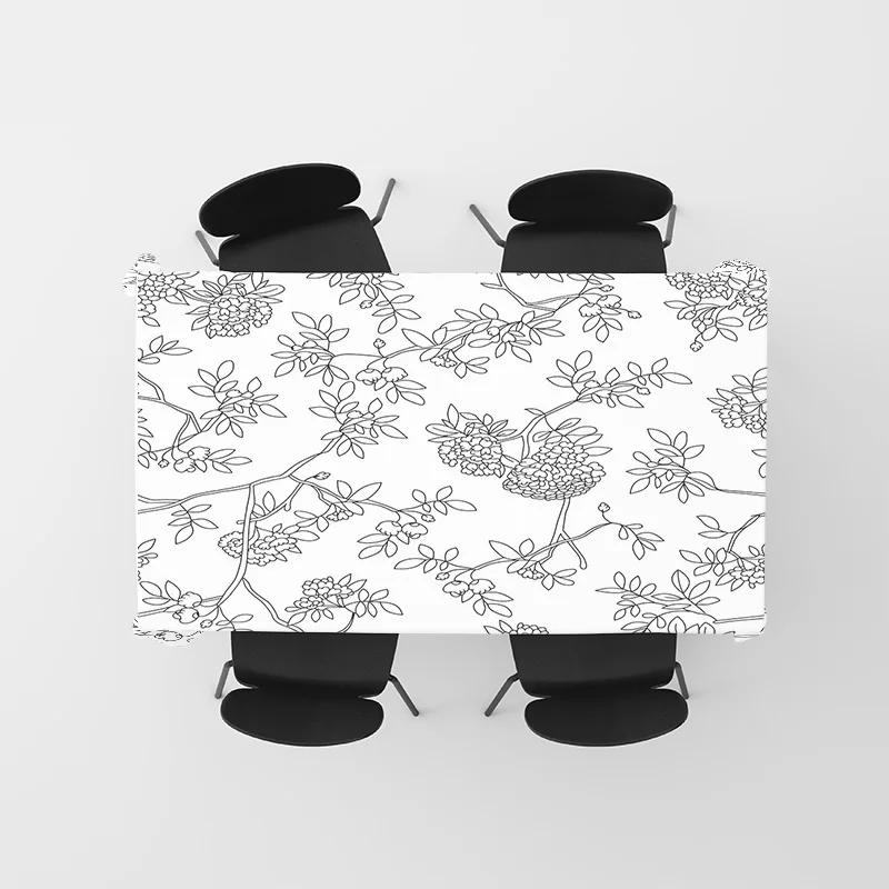 غطاء ديكور لمفرش المائدة بأنماط الأزهار لأثاث غرفة الطعام المنزلية/بطانات الطاولة/الديكور باللون الأبيض #5