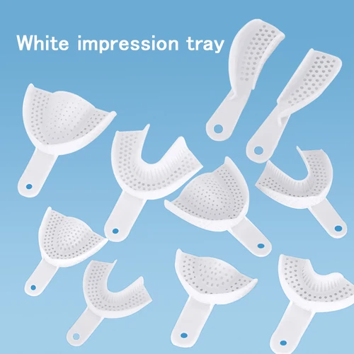 Bandejas de plástico para impresión Dental, soporte transparente desechable para dientes, bandeja de impresión de plástico Dental, Material de herramientas de laboratorio de odontología
