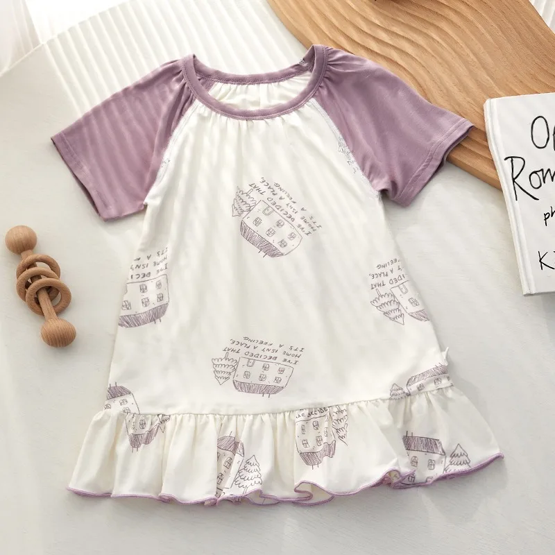 Girls' Dress Summer 2024 New Baby Sweet and Fashionable Lace Long Skirt Sleeping Dress