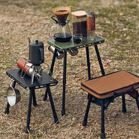 Outdoor Mini Folding Dual-Use Table, Portable Telescopic Small Stool, Camping Aluminum Alloy Folding Chair, Picnic Tea Table