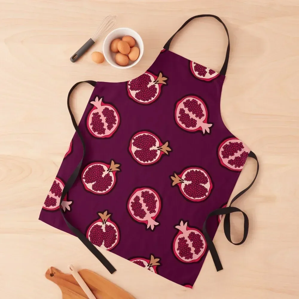 

Pomegranate Pattern Apron Barber For Women Kitchen chefs man chef uniform Apron