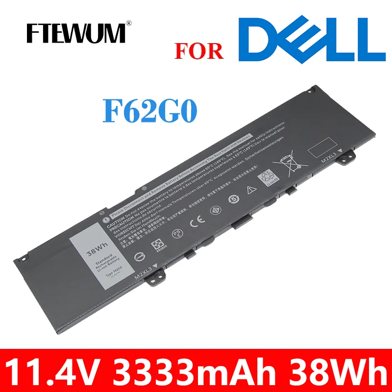 38Wh F62G0 11.4V 3Cells Laptop Battery For DELL Inspiron 13 7386 2-in-1 5370 7370 7380 7373 Vostro 5370 RPJC3 P91G P83G P87G