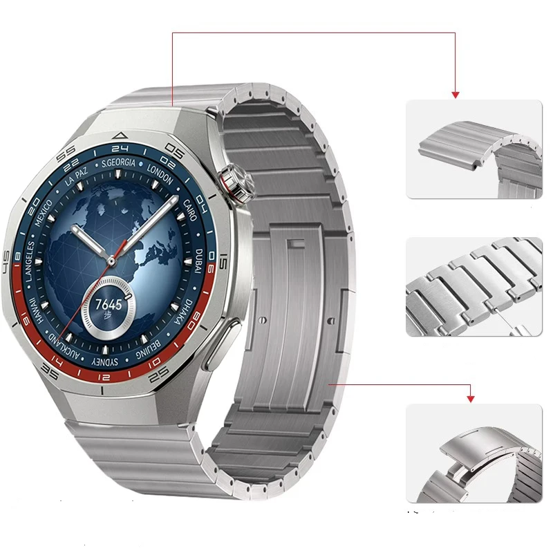 Titanium Watchband 22mm for Huawei Watch GT5 Pro 46mm /GT4 / GT3 / GT2 46mm /GT Runner Strap Bracelet