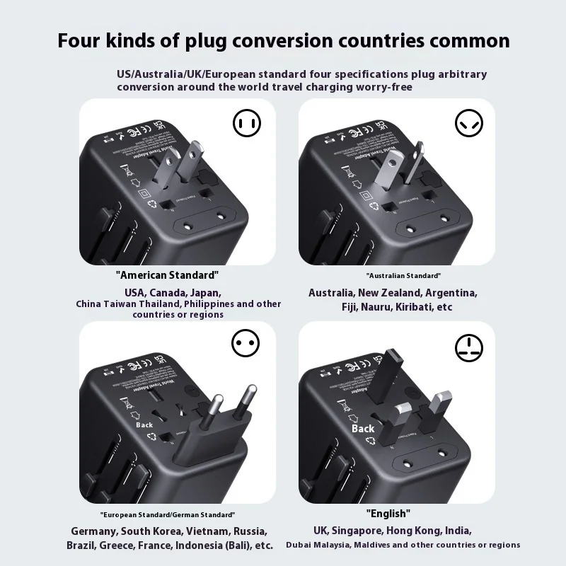 글로벌 유니버설 30W 여행용 플러그 변환기 EU 표준 무선 다기능 ABS 연장 소켓