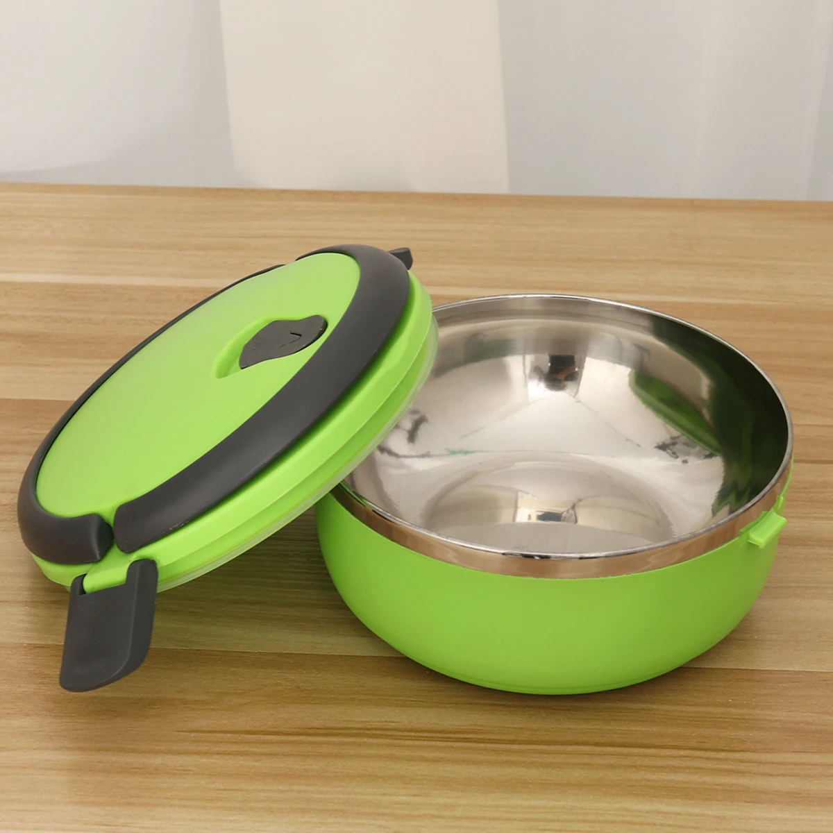 

Green Stainless Steel Double Layer Thermal Insulated Lunch Box Leak Proof Handle Compact Design Suitable for Picnic Work School