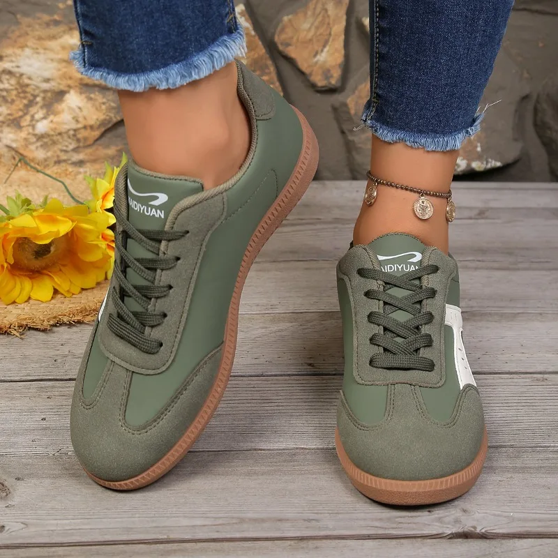 2026 New Contrast Color Casual Women's Sneakers Soft Sole Lace Up Loafers Fashion Lightweight Comfort Low Top Women Shoes Tenis
