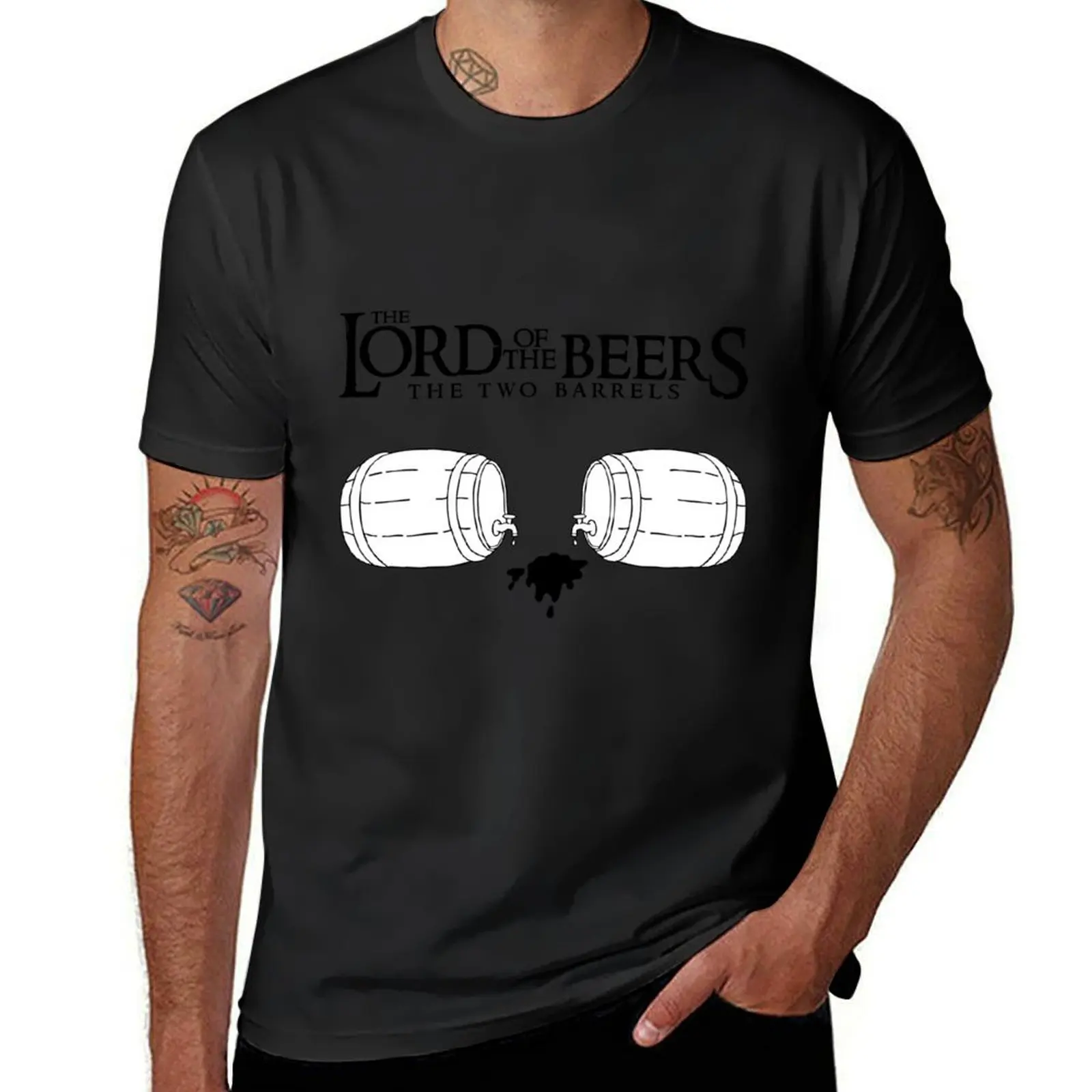 Lord of the Beers - The Two Barrels T-Shirt anime funnys boys animal print t shirts for men pack