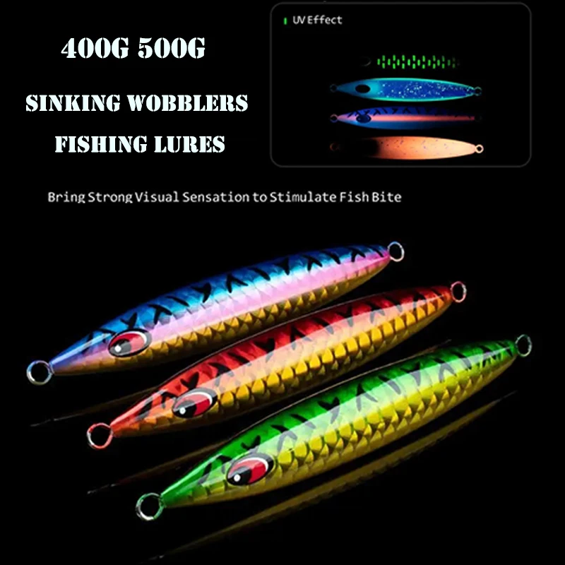 

300g/400g/500g/600g Jig Heavy Fishing Bait Deep Sea Slow Shake Large Lure Nightlight Sinking Wobblers Fishing Lures Grouper Tuna