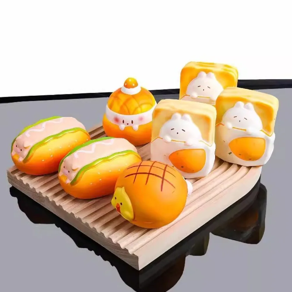 Slow Rising Food Series Squeeze Toy PU Soft Toast Decompressing Pinching Toy Simulation Animal Bread Abreact Stress Relief Toys