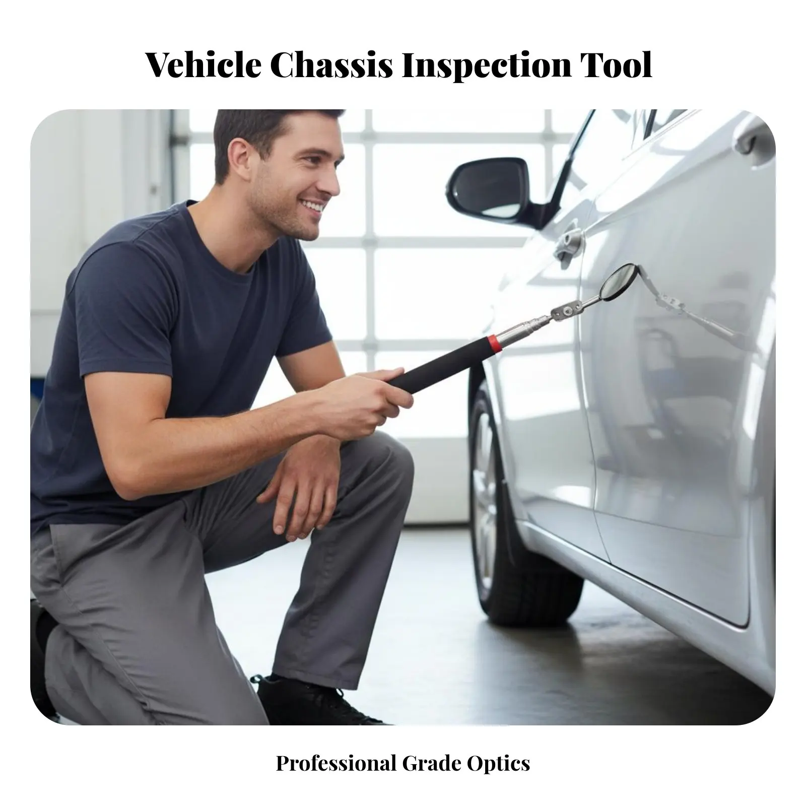 

Under Vehicle Inspection Mirror Illuminated Integrated Lighting Telescopic Inspection Mirror Distortion-Clear Adherent Base