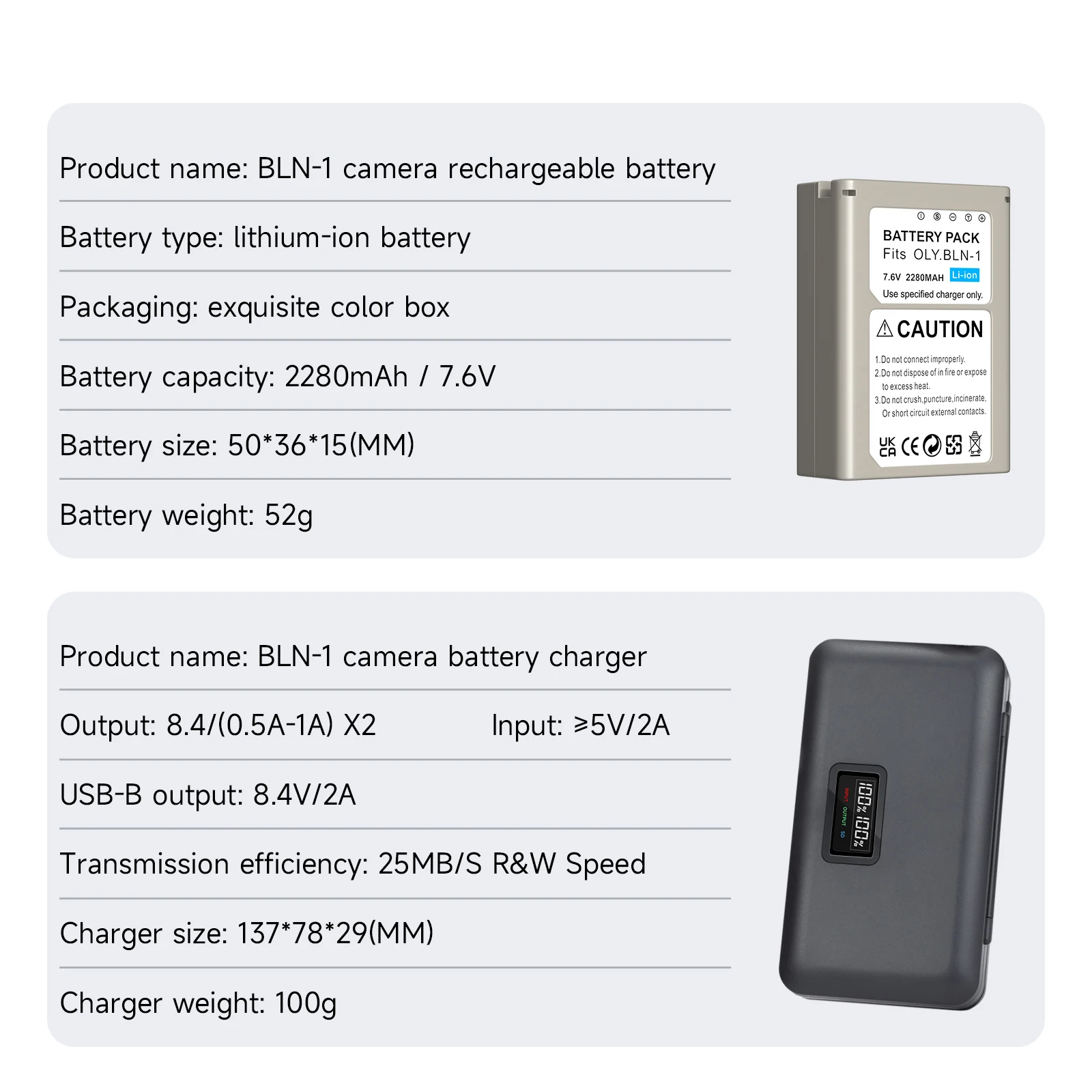 PALO BLN-1 PS-BLN1 Battery & Dual USB Charger for Olympus OM-D E-M1, Olympus Pen F, OM-D E-M5, PEN E-P5, OM-D Camera