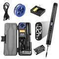 Luejnbogty Mini Cordless Soldering Iron Kit – USB Portable With LCD Display, Adjustable Temperature (Gray)