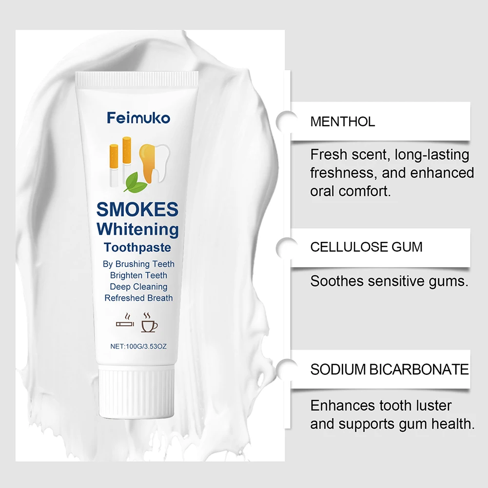 Intensives Whitening Cleaning Toothpaste Natural Baking Soda Stain Remover Paste Removes Coffee And Tea Stains Fresh-Breath